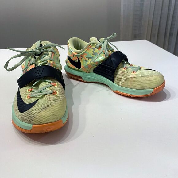 Nike KD 7 Easter Green Youth Lace Up Low Top Camouflage Sneakers US Size 5.5Y - Picture 4 of 10